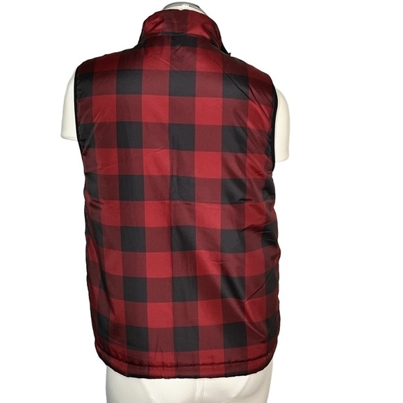 BUFFALO David Bitton Reversible Red Buffalo Plaid Fleece Vest Youth Size L 14/16 - Picture 3 of 16